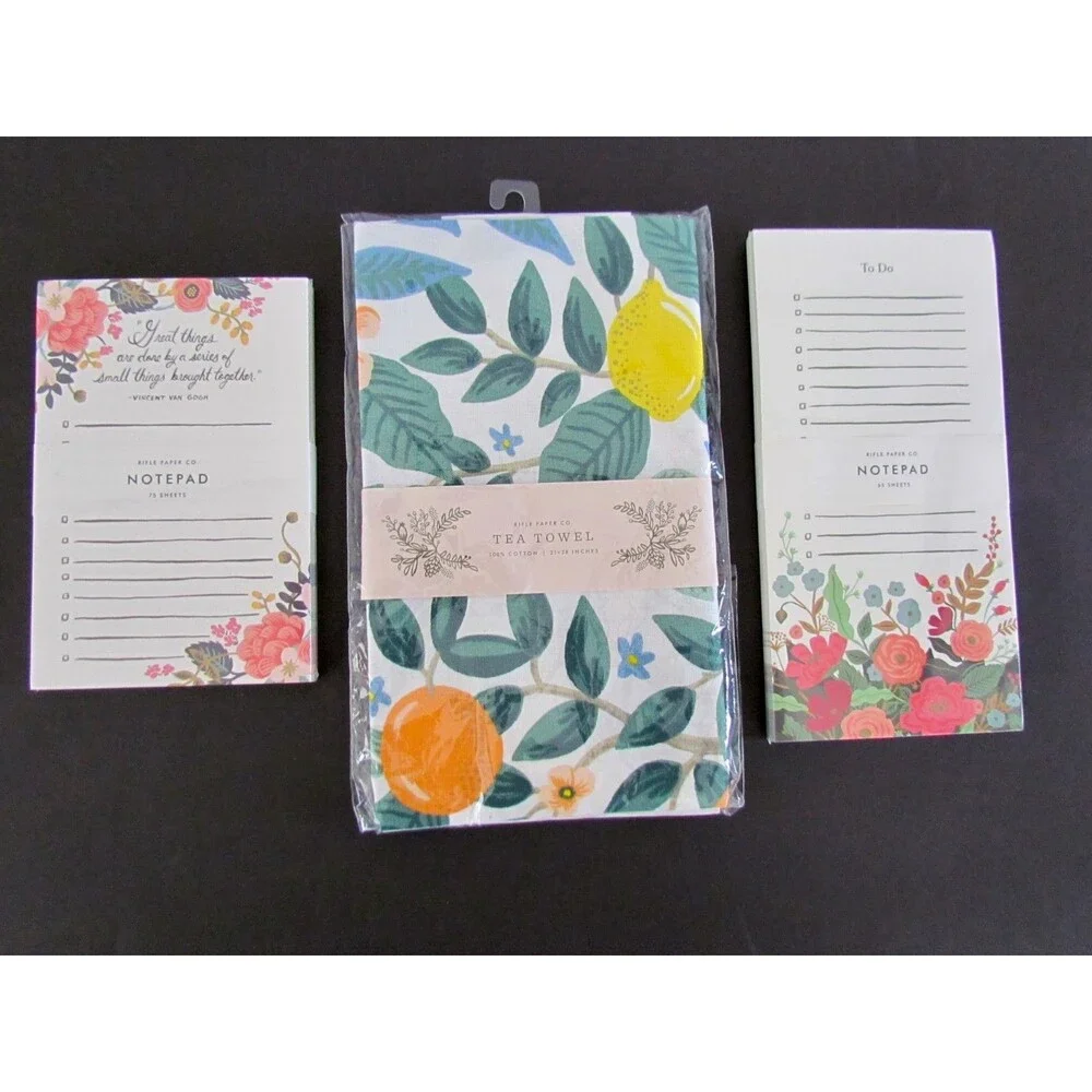 New Rifle Paper Co Citrus Grove Tea Towel + 2 BONUS Rifle Paper Co Notepads